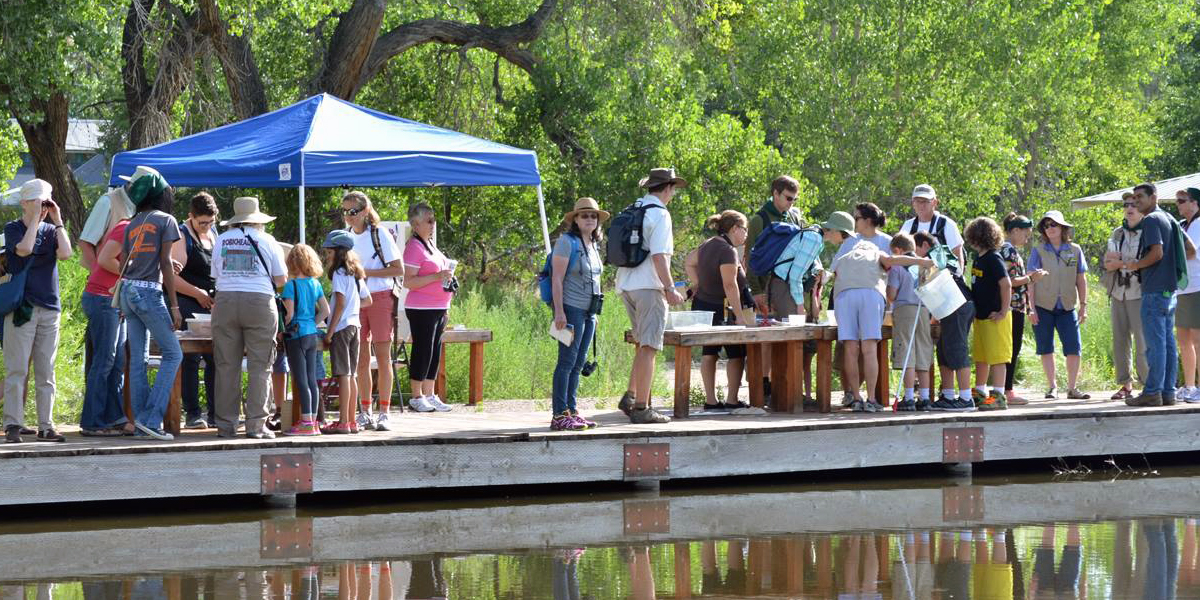 Visitors at pond Program.